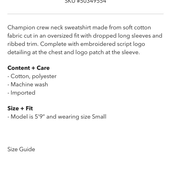 Champion Oversized Chain Stitch Script Crew Neck - Picture 2 of 2